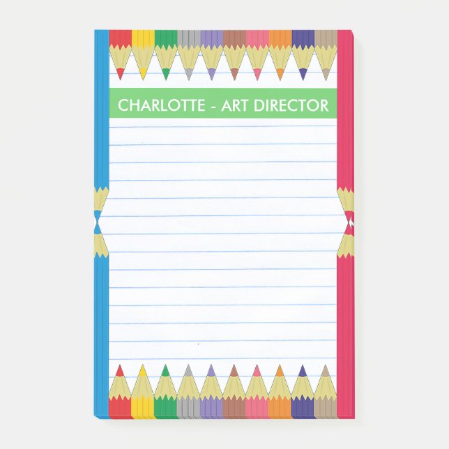 Coloured Pencils Line Paper Post-it® Notes (Front)