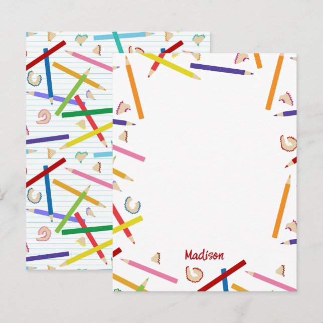 Coloured Pencils Pattern Kids Custom Name Card (Front/Back)