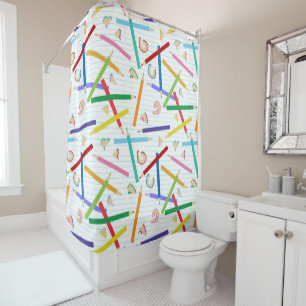 Coloured Pencils Pattern Kids Shower Curtain