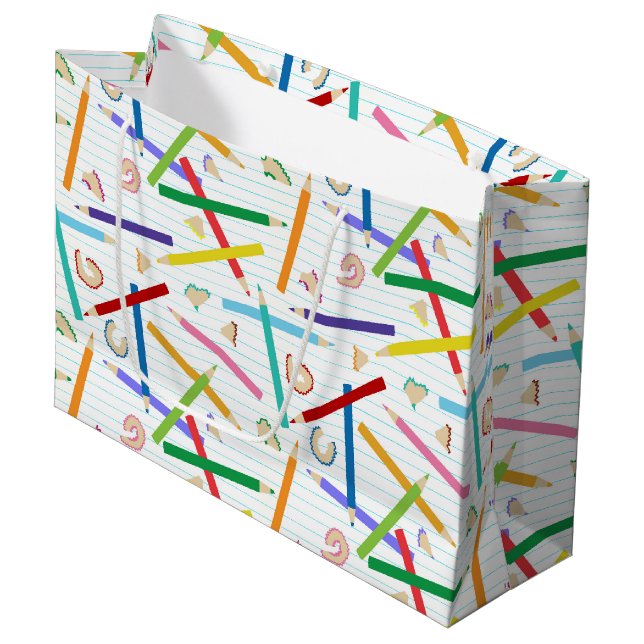 Coloured Pencils Pattern Large Gift Bag (Front Angled)