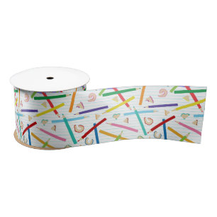 Coloured Pencils Pattern Satin Ribbon