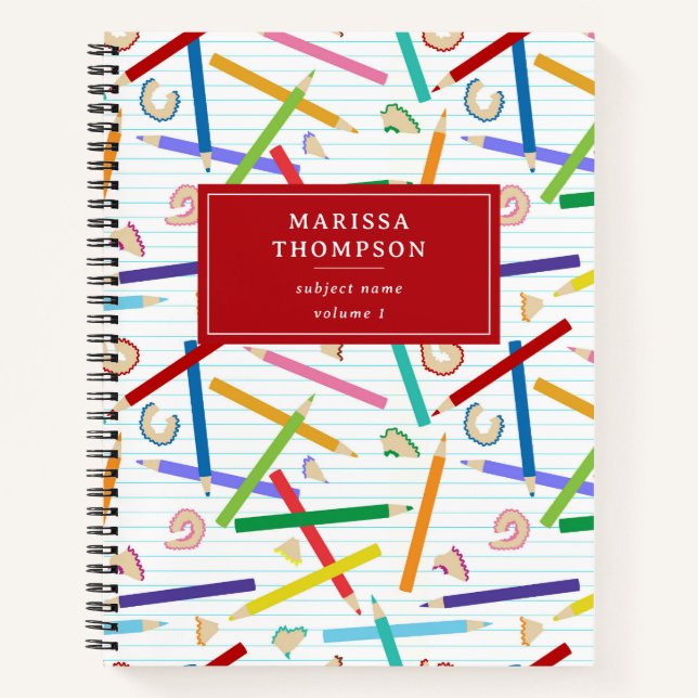 Coloured Pencils Pattern School Teacher Student Notebook (Front)