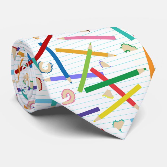 Coloured Pencils Pattern Tie (Rolled)