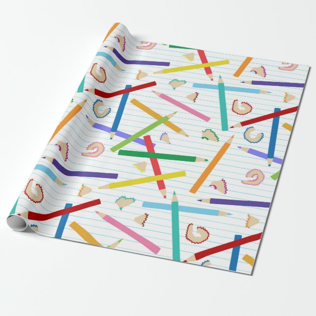 Coloured Pencils Pattern Wrapping Paper (Unrolled)