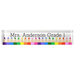Coloured Pencils Personalise Desk Name Plate