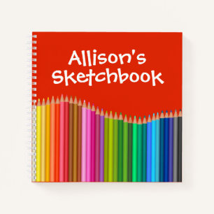Coloured Pencils Personalised Sketchbook Notebook