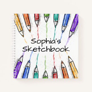 Coloured Pencils Personalised Sketchbook  Notebook