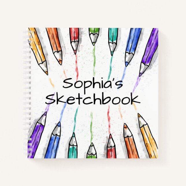 Coloured Pencils Personalised Sketchbook  Notebook (Front)