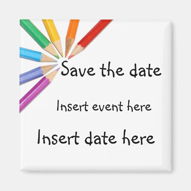 Coloured Pencils - Save the date Magnet Template (Front)