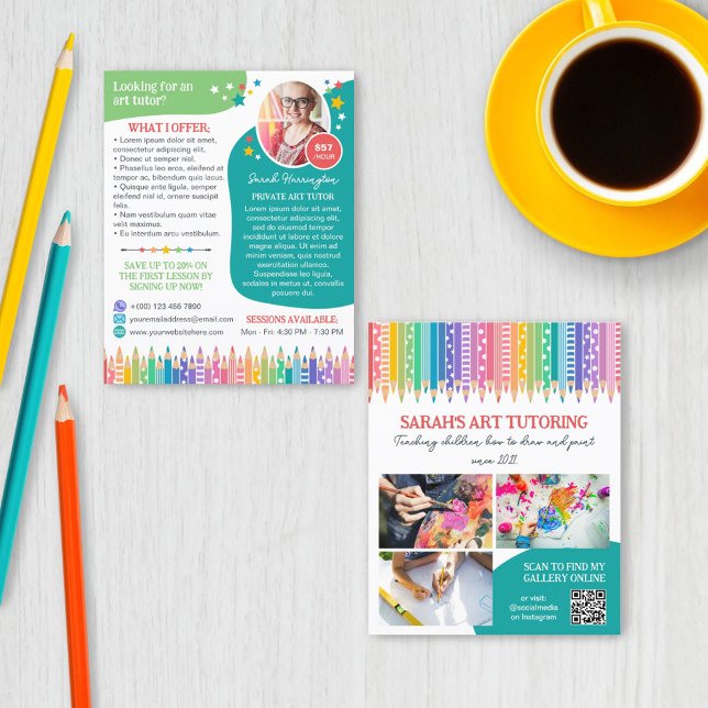 Coloured Pencils Stars Art Classes Tutor Promo Flyer (Creator Uploaded)