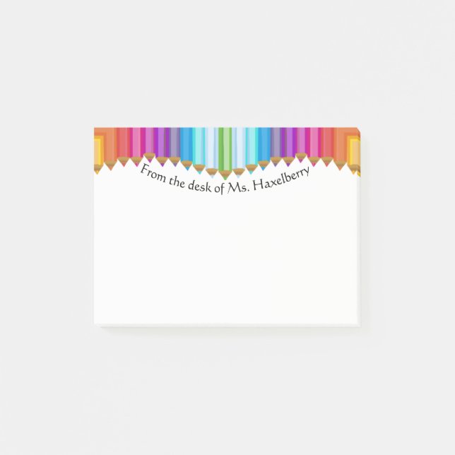 Coloured Pencils Teachers Personalised Note Pad (Front)