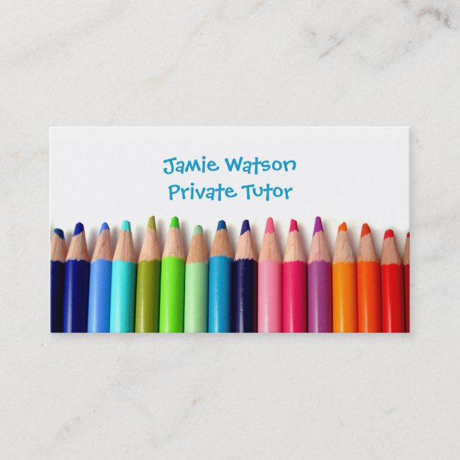 Coloured Pencils Tutor Teacher Business Card (Front)