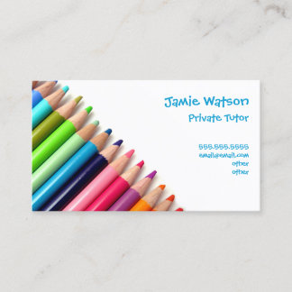 Coloured Pencils Tutor Teacher Business Card