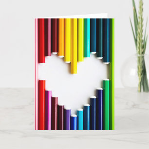 Coloured Pencils with Heart Shape Greeting Card