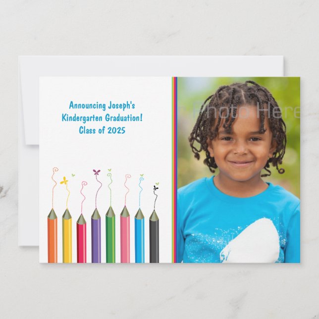 Coloured Pencils Youth Grad Text Photo Announcement (Front)