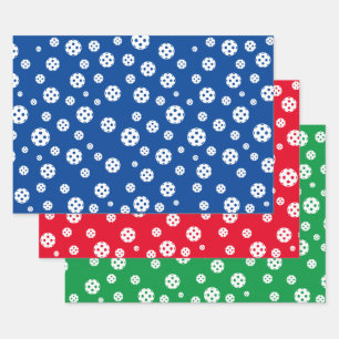 Coloured pickleball Christmas wrapping paper sheet