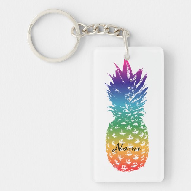 Coloured pineapple keychain with custom name (Front)