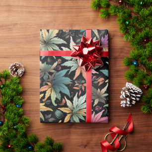 Coloured Plant Leaves Wrapping Paper