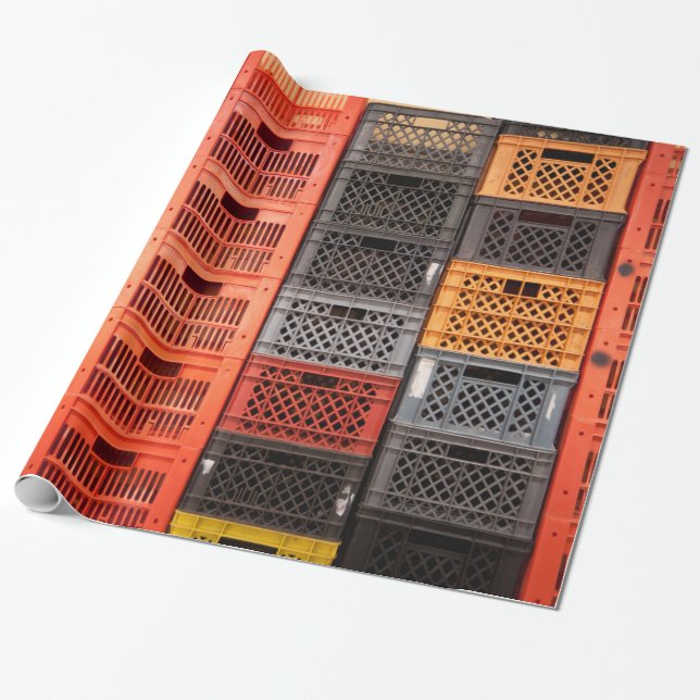 Coloured Plastic Storage Containers Wrapping Paper (Unrolled)