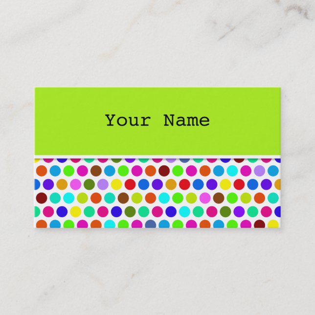 Coloured Polka Dots Pattern + your back & text Business Card (Front)
