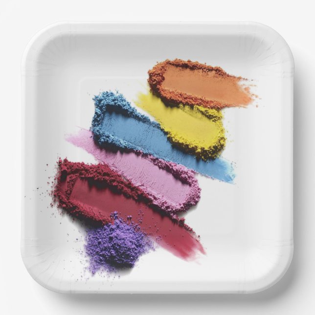 Coloured Powder Pattern Makeup Party Plate (Front)