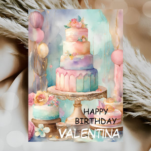 Coloured princess birthday cake card