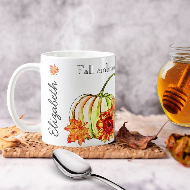Coloured Pumpkin on Black & White Fall Quote Mug (Creator Uploaded)