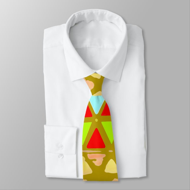 Coloured Pyramid Patterned Tie (Tied)