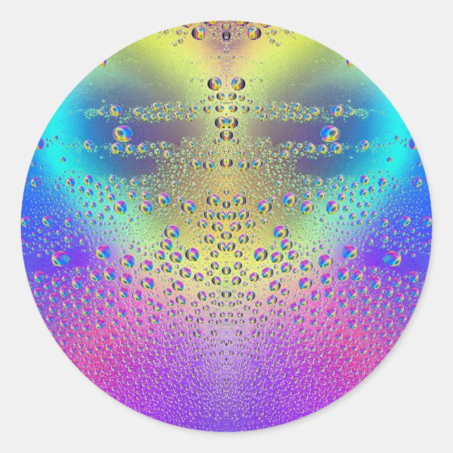 Coloured Rain Drops Classic Round Sticker (Front)