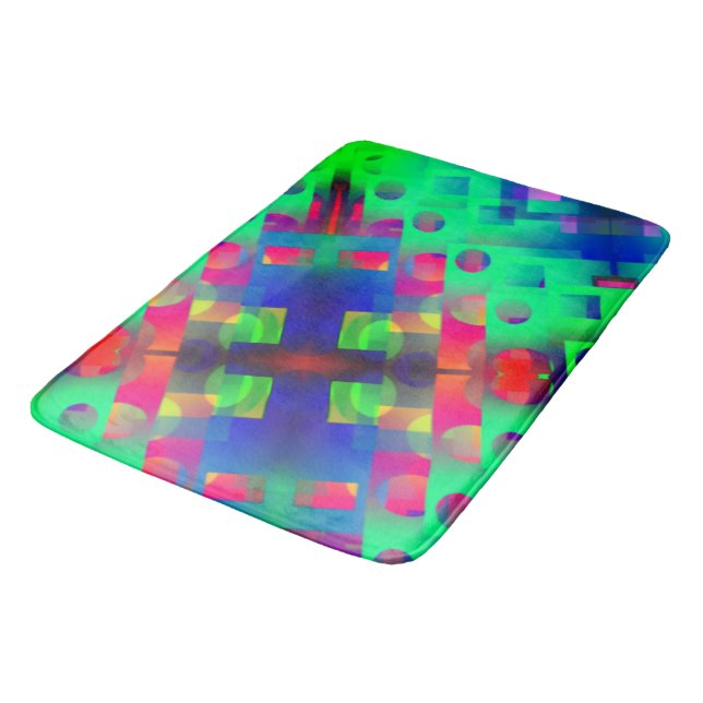 Coloured rectangles with hole, sunken in the bath mat (Angled)