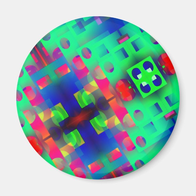 Coloured rectangles with hole, sunken in the centr magnet (Front)