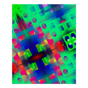 Coloured rectangles with hole, sunken in the centr poster