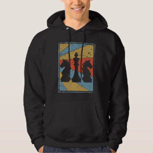 Coloured retro vintage chess figures hoodie