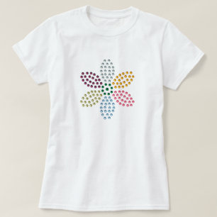 Coloured Rhinestone Flower Tee Shirt