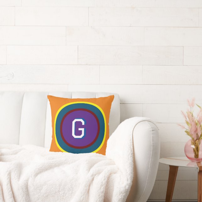 Coloured Rings with Monogram  Throw Pillow (Couch)