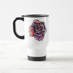 Coloured Rose Flower Travel Mug