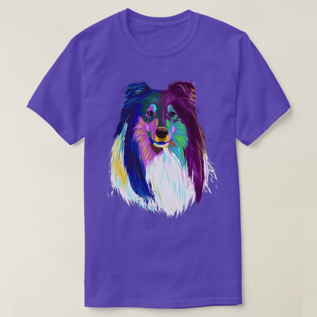 Coloured Rough Collie Dog  T-Shirt (Design Front)