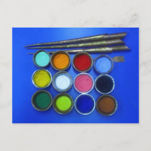 coloured sand to build a Buddhist mandala Postcard