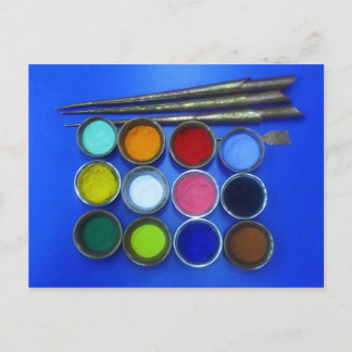 coloured sand to build a Buddhist mandala Postcard