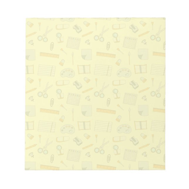 Coloured School Supplies Pattern Notepad (Front)