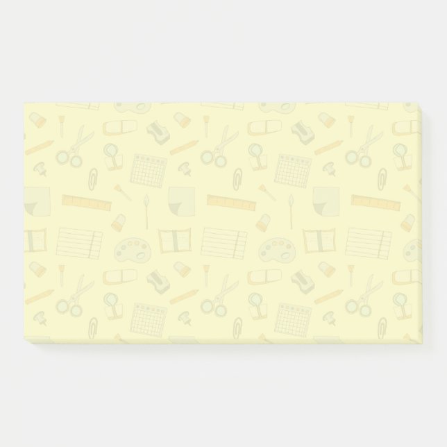 Coloured School Supplies Pattern Post-it Notes (Front)