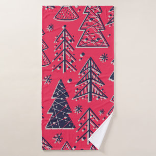 Coloured seamless pattern wallpaper with christmas bath towel