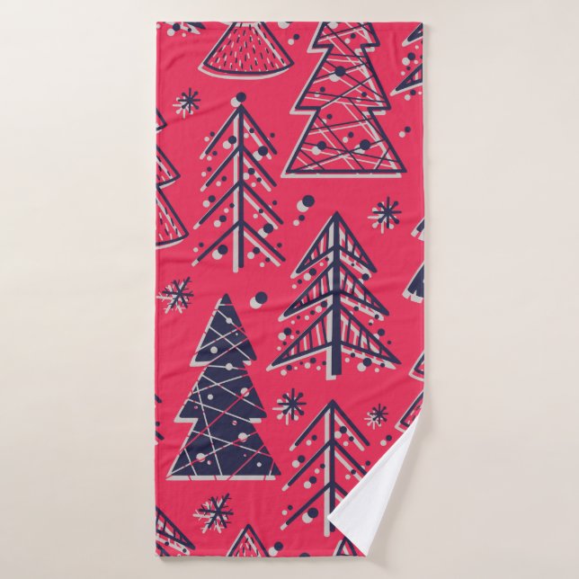Coloured seamless pattern wallpaper with christmas bath towel (Bath Towel)
