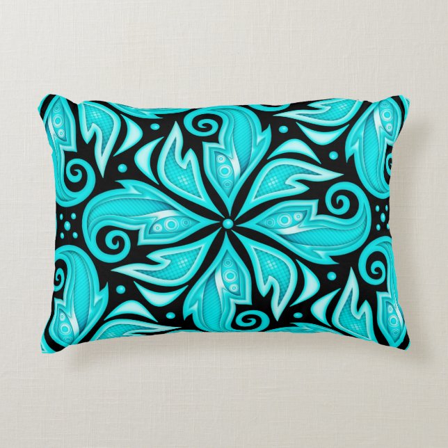 Coloured Seamless Pattern with Floral Ethnic Motif Decorative Cushion (Front)
