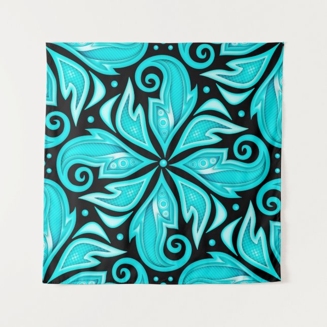 Coloured Seamless Pattern with Floral Ethnic Motif Tapestry (Front)