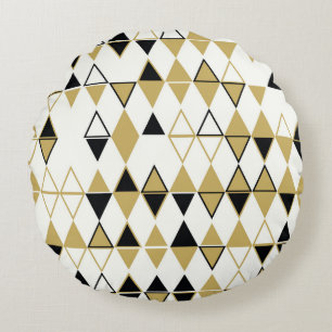 Coloured shapes, geometric abstract pattern round cushion