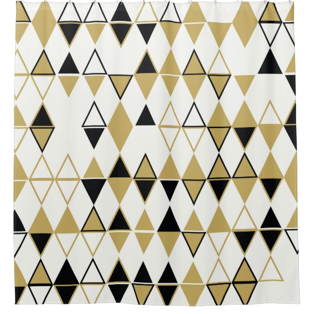 Coloured shapes, geometric abstract pattern shower curtain (Front)
