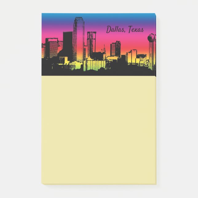 Coloured Skyline Dallas Post-it Notes (Front)
