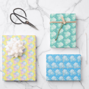 Coloured soap bubbles wrapping paper sheets