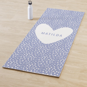 Coloured spot print with heart personalised yoga mat